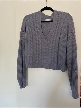 Aeropostale Lavender Cropped Cable-Knit V-Neck Sweater Size XL